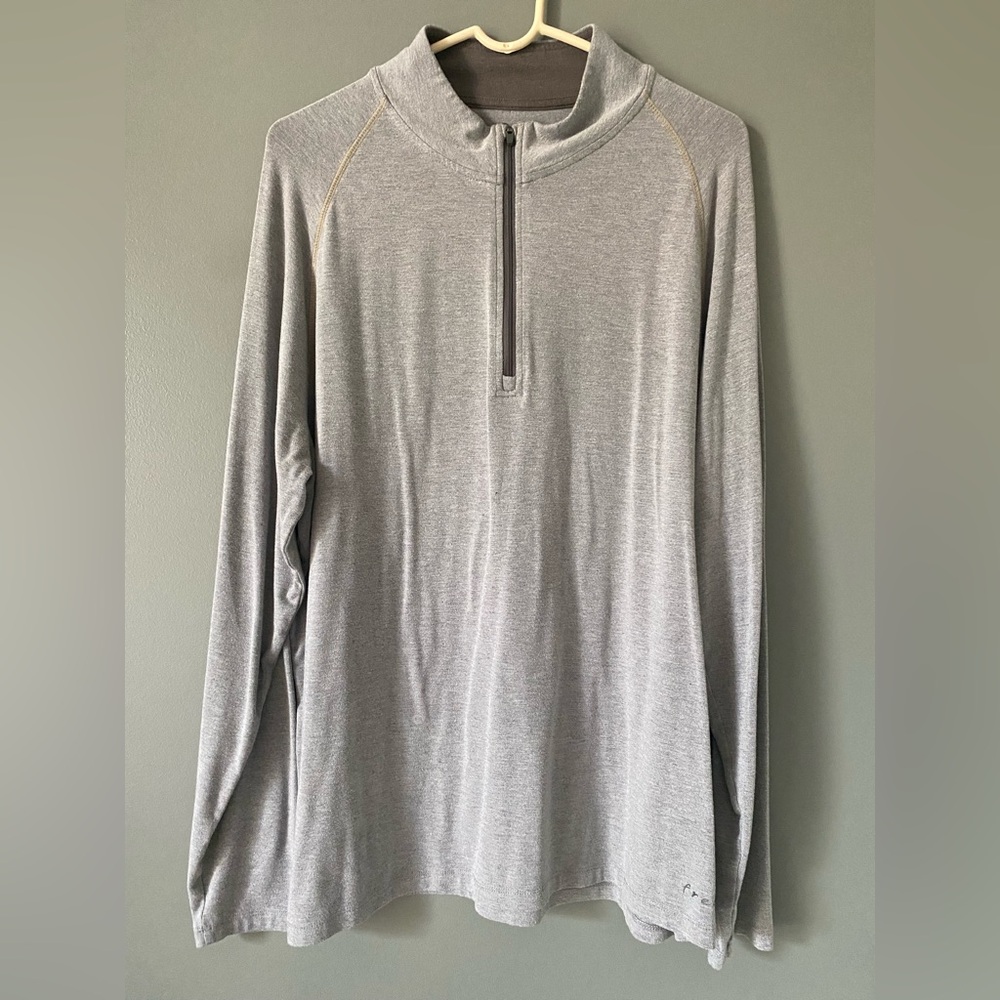 Free Fly Bamboo Flex Quarter Zip XL Long Sleeve Pullover Shirt Gray